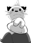  3_fingers dewott fingers frown fur greyscale hi_res hisashino holding_object looking_at_viewer low-angle_view monochrome nintendo pok&eacute;mon pok&eacute;mon_(species) scalchop seashell shell simple_background solo video_games whiskers white_background 