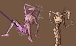  3_fingers ambiguous_gender b1_battle_droid battle_droid brown_background droid electrostimulation fingers genitals hi_res kloaka machine not_furry nude robot simple_background sitting solo standing star_wars tan_body unusual_genitalia 