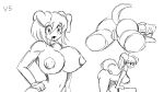  anthro big_breasts breasts canid canine canis domestic_dog female fenrik_(artist) genitals hi_res humanoid looking_at_viewer mammal nude pussy sketch solo tongue 