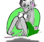  &lt;3 anthro beverage book fur grey_body grey_fur hair hi_res knitting male mammal mouse murid murine nezzy_underscore paws pink_nose pink_tail rat reading rodent solo tea white_hair 