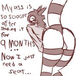  aliasing anthro backsack balls big_butt bottomless butt clothed clothing dakuterooty facial_markings fur furret genitals girly head_markings hoodie male mammal markings nintendo pok&eacute;mon pok&eacute;mon_(species) rear_view sketch solo striped_body striped_fur striped_tail stripes text topwear video_games 