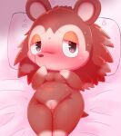  &lt;3 &lt;3_eyes 2021 6_nipples animal_crossing anthro areola badwingm bedding bedding_background bedroom_eyes black_eyes black_pupils blush bodily_fluids breasts breath brown_body brown_ears brown_fur brown_hair brown_nose brown_tail colored countershade_face countershade_feet countershade_hands countershading digital_media_(artwork) eulipotyphlan feet female front_view fur genital_fluids genitals hair hedgehog hi_res high-angle_view in_heat iris legs_together light lighting looking_at_viewer lying mammal multi_nipple multicolored_body multicolored_fur narrowed_eyes nintendo nipples nude on_back pillow pink_areola pink_nipples pink_pussy portrait pupils pussy pussy_juice pussy_juice_on_leg round_ears sable_able seductive simple_background small_breasts small_tail snout solo sweat tan_body tan_fur tan_inner_ear thin_eyebrows three-quarter_portrait two_tone_body two_tone_fur video_games white_background 