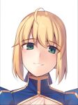  1girl ahoge artoria_pendragon_(all) blonde_hair boa_(brianoa) fate/stay_night fate_(series) green_eyes hair_ribbon looking_at_viewer ribbon saber short_hair smile solo transparent_background 