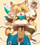  &lt;3 2020 5_fingers anthro armwear blonde_hair blush breasts brown_body brown_fur brown_hair camel_toe claws clothed clothing cute_fangs eyebrow_through_hair eyebrows felid female fingers fur gesture green_eyes hair inner_ear_fluff kemono mammal mia_(world_flipper) multicolored_body multicolored_ears multicolored_fur multicolored_hair multicolored_tail neckerchief nzuuure one_eye_closed open_mouth pantherine pawpads portrait short_hair simple_background solo three-quarter_portrait tiger tongue translucent translucent_hair treasure treasure_chest tuft v_sign white_body white_fur white_hair wink world_flipper yellow_background yellow_body yellow_fur 