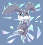  abstract_background anthro big_ears bit-small blue_background blue_eyes blush breasts carbink clothing colored elemental_creature eyelashes featureless_crotch female footwear gem gem_creature glistening glistening_eyes grey_background grey_body hi_res mineral_fauna navel neck_tuft nintendo one_eye_closed pok&eacute;mon pok&eacute;mon_(species) shaded shoes simple_background solo thick_thighs tuft under_boob video_games 