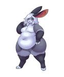  absurd_res alpha_channel anthro belly biped bunnynoah eyelashes fur grey_body grey_fur hair hi_res lagomorph leporid love_handles male mammal moobs navel nude overweight overweight_anthro overweight_male pose purple_eyes rabbit simple_background smile solo standing thick_thighs transparent_background 