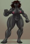  abs anthro big_breasts black_body breasts female genitals hi_res mammal muscular muscular_anthro muscular_female nude pussy solo thebigbadwolf01 ursid wide_hips 