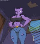  3_toes animated anthro bottomwear breasts claws cleavage clothed clothing crop_top denim denim_clothing ellie_(zp92) feet female first_person_view foot_focus haunter inside jeans looking_at_viewer low-angle_view midriff nintendo pants plantigrade pok&eacute;mon pok&eacute;mon_(species) shirt solo spider_web toe_claws toe_wiggle toes topwear torn_bottomwear torn_clothing torn_pants video_games window zp92 