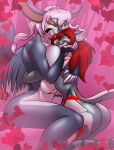  anthro anthro_on_anthro big_breasts breast_squish breasts butt female female/female hair hi_res huge_breasts kissing mammal nude pink_hair red_hair squish thebigbadwolf01 