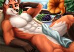  anthro canid canine fox gevual gramophone grape male mammal muscular muscular_anthro muscular_male nature nude record sea solo vinyl water 