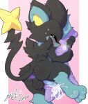  2021 anal anal_masturbation anus balls black_body black_fur blue_body blue_fur blue_pawpads blush bodily_fluids breath buttplug cum cum_on_own_foot cum_on_pillow erection fangs fur fusion genital_fluids genitals gingy_k_fox legendary_pok&eacute;mon luxray male masturbation nintendo open_mouth pawpads penis pillow pok&eacute;mon pok&eacute;mon_(species) pok&eacute;mon_fusion sex_toy shaded signature vibrator video_games zeraora 