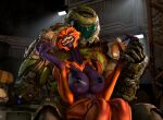  3d_(artwork) cute_face demon digital_media_(artwork) doom_(series) doom_eternal doom_slayer duo female hand_holding hi_res human human_on_humanoid humanoid id_software imp interspecies male male/female mammal video_games 