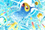  awoino commentary_request fish gen_2_pokemon lanturn looking_at_viewer no_humans open_mouth pokemon pokemon_(creature) red_eyes solo water water_drop 