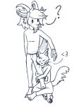  &lt;3 11natrium ? anthro blue_and_white bovid caprine comma domestic_cat dot_eyes duo felid feline felis goat hi_res hug hugging_leg male male/male mammal monochrome natrium_(character) paws sketch 