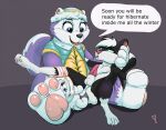  animate_inanimate anthro barefoot bound buttplug canid canine canis diaper domestic_dog encasement english_text engrish everest_(paw_patrol) female genitals girly husky isf_(chrono_zaishi) kastmi male mammal nordic_sled_dog paw_patrol pawpads paws penis plushsuit sex_toy spitz text 