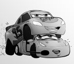  2021 blush cars_(disney) cruz_ramirez disney duo female from_behind_position half-closed_eyes hi_res lightning_mcqueen living_machine living_vehicle looking_pleasured machine male male/female monochrome narrowed_eyes not_furry open_mouth open_smile pixar sex simple_background smile teeth tongue tongue_out vehicle wheel white_background wugi 