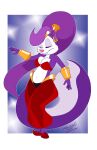  2021 anthro big_breasts breasts clothed clothing eyes_closed female fifi_la_fume fur hair harem_clothing mammal mephitid midriff navel purple_body purple_fur purple_hair razorfox shantae shantae_(series) signature skunk solo tiny_toon_adventures video_games warner_brothers wayforward 
