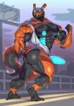  2021 abs anthro balls barazoku biceps big_muscles bottomless butt clothed clothing dragon erection flexing genitals hoodie humanoid_genitalia humanoid_penis looking_at_viewer machine male mechanical_dragon muscular muscular_anthro muscular_male navel nipples one_eye_closed open_clothing open_hoodie open_topwear outside pecs penis robot scalie sleeveless_hoodie solo standing sxfpantera synth_(vader-san) thick_thighs topwear wink zheko 