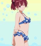  animated animated_gif bikini bikini_skirt breasts cleavage collarbone frills hashima_izumi official_art polka_dot polka_dot_bikini red_eyes red_hair saenai_heroine_no_sodatekata screencap smile solo spinning stitched swimsuit third-party_edit twintails 