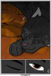  colored comic domestic_cat duo english_text felid feline felis feral hi_res jake_(warriors) male male/male mammal outside shaded sleeping talltail_(warriors_cats) text thathornycat warriors_(cats) 