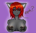  absurd_res angry big_breasts breasts felid feline female fur hair hi_res holaxes humanoid invalid_tag lava mammal pasties red_eyes red_hair short_hair solo text 