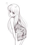  1girl ? ass boa_(brianoa) c.c. china_dress chinese_clothes closed_mouth code_geass dress greyscale highres long_hair looking_at_viewer monochrome side_slit solo transparent_background 