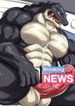  abs anthro balls biceps black_body censored crocodile crocodilian crocodylid genitals gunso_p hi_res looking_down male muscular muscular_anthro muscular_male nude pecs penis reptile scales scalie solo teeth 