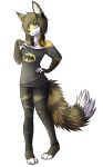  alpha_channel anthro barette batman batman_(series) bone brown_hair canid canine clothing crystal dc_comics dipstick_tail female fox hair headphones hi_res jewelry mammal multicolored_tail necklace simple_background skull solo stalcry topaz_(lipton) torn_clothing transparent_background 