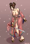  breasts brown_hair sefuart setsuka soul_calibur sword weapon 