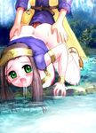  1girl artist_request bottomless brown_hair censored dragon_quest dragon_quest_viii green_eyes hero_(dq8) hetero long_sleeves medea mosaic_censoring penis sex solo_focus vaginal 