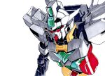  core_gundam_ii green_eyes gundam gundam_build_divers gundam_build_divers_re:rise looking_ahead marker_(medium) mecha mobile_suit no_humans one_eye_covered science_fiction sin@teien-tei solo traditional_media upper_body v-fin white_background 