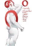  2021 absurd_res anthro biped bovid butt caprine digital_media_(artwork) english_text fur goat hi_res horn huxley2039 male mammal opera_(browser) red_eyes simple_background solo standing text white_background white_body white_fur 
