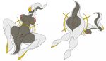  anthro anus arceus breast_squish breasts butt duo female genitals legendary_pok&eacute;mon looking_at_viewer looking_back nintendo pok&eacute;mon pok&eacute;mon_(species) presenting presenting_hindquarters presenting_pussy pussy rorrek simple_background solo spread_legs spreading squish video_games white_background 