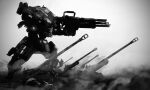  aiming greyscale gun holding holding_gun holding_weapon howitzer mecha monochrome no_humans science_fiction solo standing titanfall_(series) titanfall_2 tone_(titanfall_2) weapon ylmi 