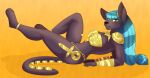  2021 anthro biped breasts clothed clothing digital_media_(artwork) egyptian feet felid feline female fur grumpy_griffin_creations hair jewelry looking_at_viewer mammal simple_background smile solo 