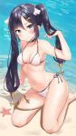  bikini garter genshin_impact mona_(genshin_impact) pn_(wnsl216) swimsuits underboob wet 