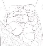  2021 anthro bed cellphone clothing dylan_(the_human_heart) eating eulipotyphlan furniture hi_res leonthelionel lying male mammal mole_(animal) overweight overweight_anthro overweight_male phone pillow sketch smartphone solo the_human_heart_(game) underwear video_games visual_novel 