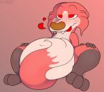  ambiguous_gender anthro bedroom_eyes belly big_belly blush canid canine drake_(kitty_pride) fox foxball happy kitty_pride lying mammal narrowed_eyes nude obese on_front overweight seductive sitting smile solo spread_legs spreading tongue tongue_out 