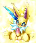  anthro arc_the_gigajolteon_(character) balls big_penis blush eeveelution feral fluffy genitals gigajolteon hi_res huge_penis hyper hyper_genitalia hyper_penis jolteon male neck_tuft nintendo penis pok&eacute;mon pok&eacute;mon_(species) solo star tuft video_games white_crest_(artist) 