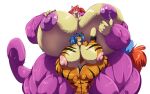 2019 4_toes 5_fingers anthro big_breasts big_muscles blue_hair bobert breast_expansion breasts caitlyn_(bobert) duo expansion feet felid female fingers growth hair hand_on_boob huge_breasts huge_muscles hyper hyper_breasts hyper_muscles hyper_nipples long_hair looking_at_another mammal muscle_growth muscular nipples nude one_eye_closed pantherine pink_nipples plantigrade ponytail purple_nipples red_hair simple_background size_difference smile tiger toes white_background wink 