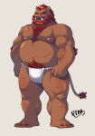  2021 anthro asian_clothing belly brown_body brown_fur clothing east_asian_clothing fundoshi fur hi_res humanoid_hands japanese_clothing jerry_5779 kemono male mammal moobs musclegut nipples overweight overweight_anthro overweight_male simple_background solo suid suina sus_(pig) underwear wild_boar 