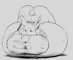  2020 anthro ass_up beastars belly big_belly big_breasts big_butt breasts butt clothing female greyscale haru_(beastars) hyper hyper_belly lagomorph leporid lying mammal monochrome on_front overweight overweight_anthro overweight_female rabbit solo torn_clothing unknown_artist wide_hips 