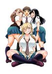  cleavage kuzuryuu_hanako saotome_hodaka seifuku sogabe_toshinori sweater takae_kasumi ushigome_yuna yankee_jk_kuzuhana-chan 