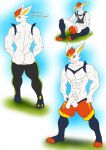  anthro ball butt cinderace clothed clothing flameydragwasp genitals hi_res lagomorph leporid male mammal muscular muscular_anthro muscular_male nintendo pants_down partial_nudity partially_clothed pok&eacute;mon pok&eacute;mon_(species) rabbit soccer_ball solo video_games 