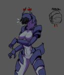  accessory antennae_(anatomy) anthro arthropod arthropod_abdomen artlegionary breasts curled_up cyth_(artlegionary) eyeless female genitals grey_background hair_accessory hair_bow hair_ribbon insect mandibles morph_ball non-mammal_breasts nude pussy ribbons simple_background small_waist solo 