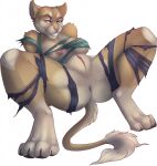  4_toes anthro anus archery_(artist) areola big_breasts breasts butt claws clothing feet felid feline female fur genitals hi_res lion mammal nipples nude pantherine pussy simple_background smile solo tagme toes torn_clothing 