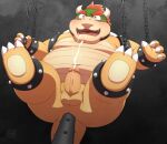  2021 anal anal_penetration anthro balls belly blush bodily_fluids bowser butt cum ejaculation genital_fluids genitals humanoid_genitalia humanoid_hands humanoid_penis improvised_sex_toy kemono koopa male mario_bros navel nintendo overweight overweight_anthro overweight_male penetration penis penta002 scalie solo video_games 