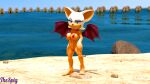  anthro beach bikini chiropteran clothing female hi_res mammal rouge_the_bat seaside solo sonic_the_hedgehog_(series) spig swimwear 