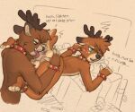  anal anthro bell capreoline cervid christmas collar duo holidays incest_(lore) male male/male mammal mawmain oral reindeer rimming sex text 