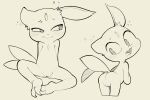  2021 anthro black_and_white butt embarrassed female flat_chested front_view genitals hi_res itsunknownanon leaning leaning_forward looking_aside looking_back mammal monochrome nintendo nude pok&eacute;mon pok&eacute;mon_(species) pussy rear_view sitting sketch sneasel solo video_games 
